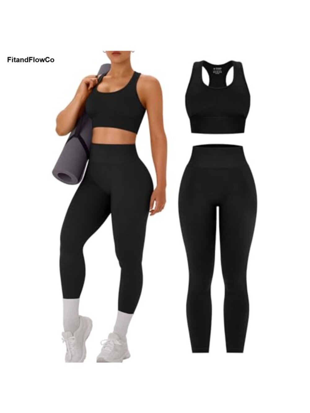 Seamless Racerback Sports Bra and High Waist Leggings Set